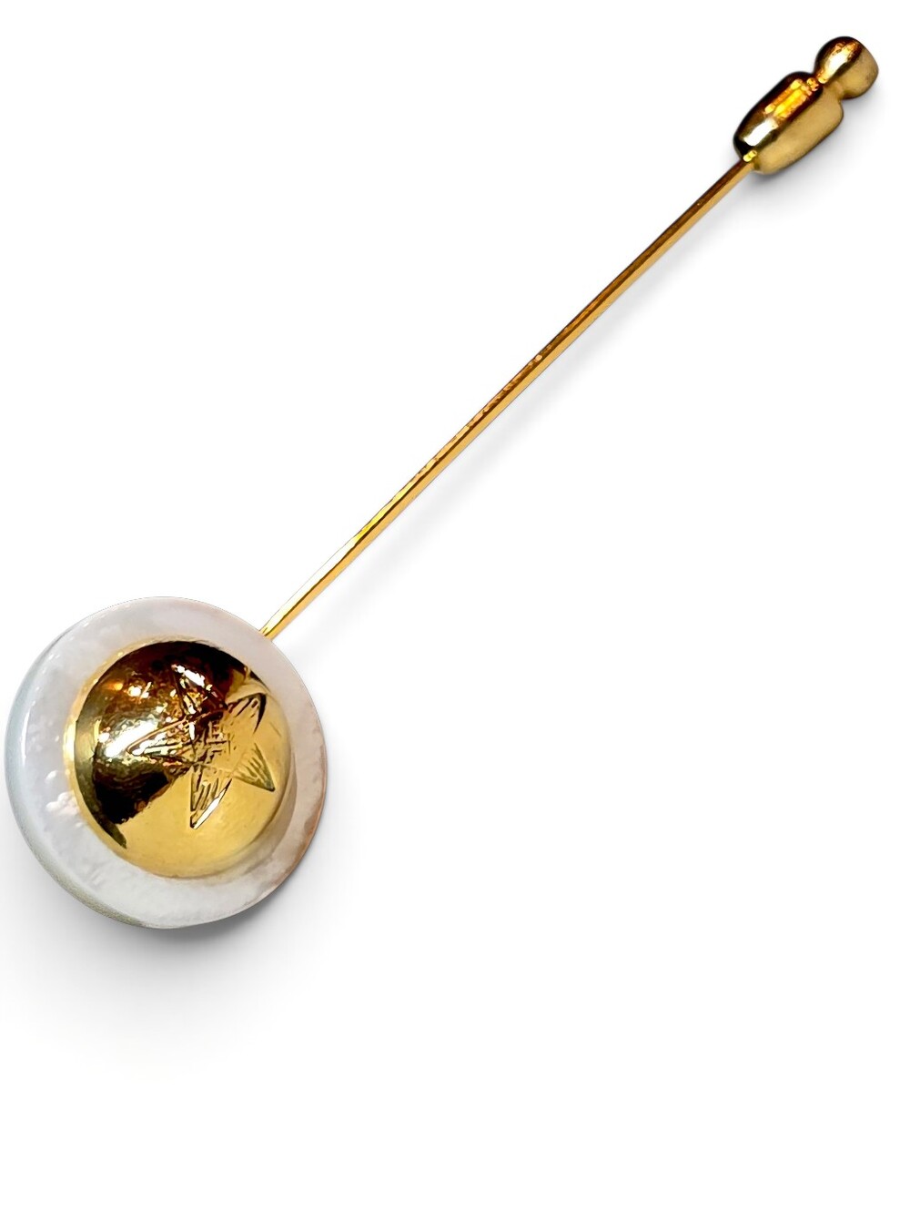 CELINE Gold and White Enamel Stick Pin Brooch